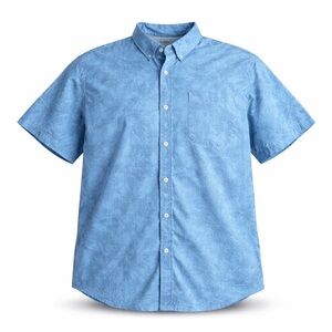 St John’s Bay 4XLT Blue Tropical Button Up Shirt Classic Fit Big Tall Palm Print